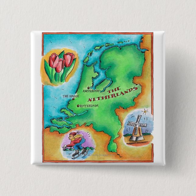 Karta i Nederländerna Knapp (Framsida)