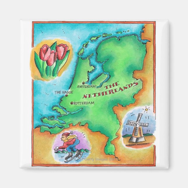 Karta i Nederländerna Magnet (Framsidan)
