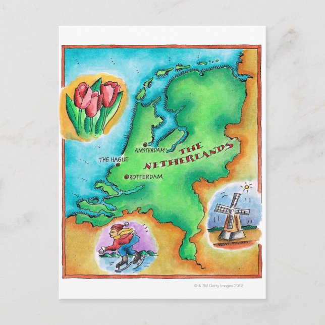 Karta i Nederländerna Vykort (Framsida)