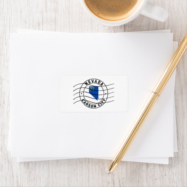 Karta i Nevada, postpass Frimärke Adressetikett (Insitu)