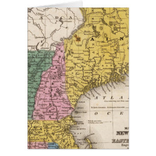 Karta i New England eller Östra Stater Hälsningskort