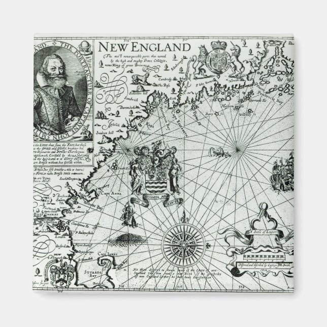 Karta i New England kusten Magnet (Framsidan)