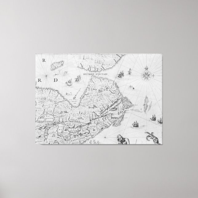 Karta i New Frankrike eller Kanada Canvastryck (Framsida)