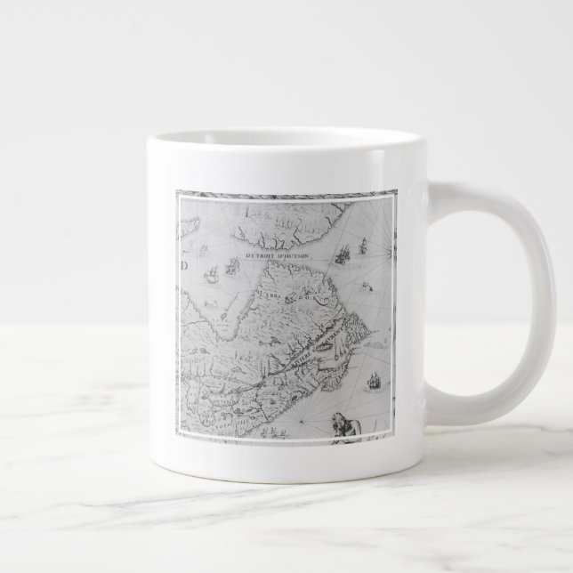 Karta i New Frankrike eller Kanada Jumbo Mugg (Höger)
