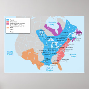 Karta i New-Frankrike i 1750 Poster