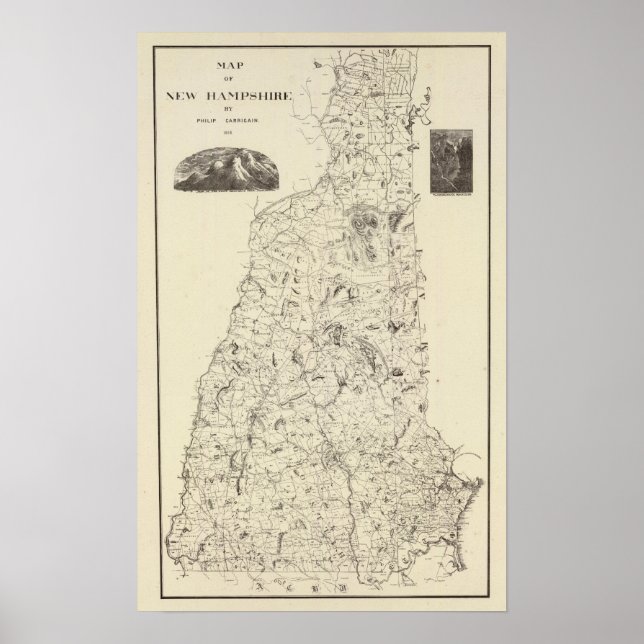 Karta i New Hampshire 1816 Poster (Framsidan)