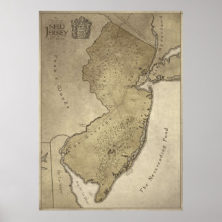 Karta i New jersey Mythical Land Poster