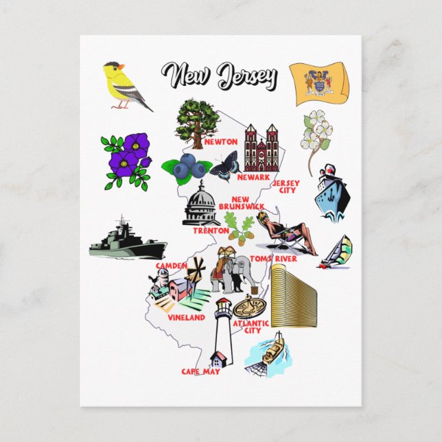 KARTA i NEW JERSEY Vykort (Framsida)
