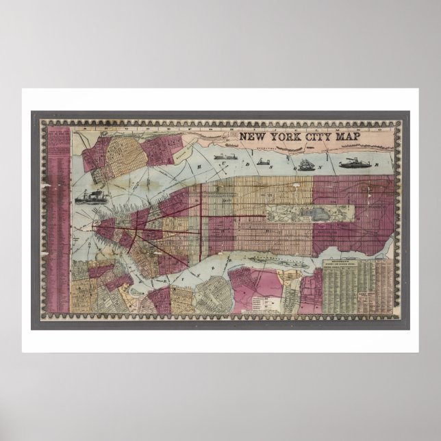 Karta i New York City (1857) Poster (Framsidan)