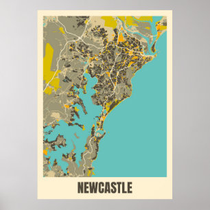 Karta i Newcastle, Australien Poster