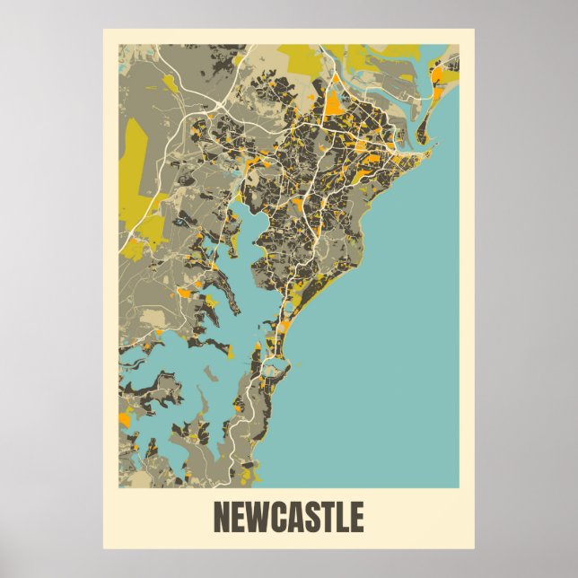 Karta i Newcastle, Australien Poster (Framsidan)
