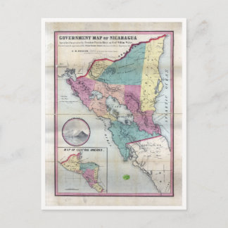 Karta i Nicaragua (1856) Vykort