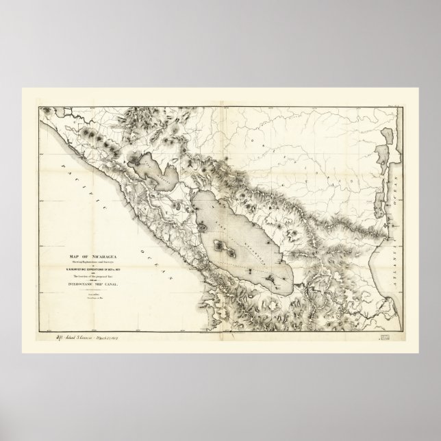 Karta i Nicaragua (1873) Poster (Framsidan)