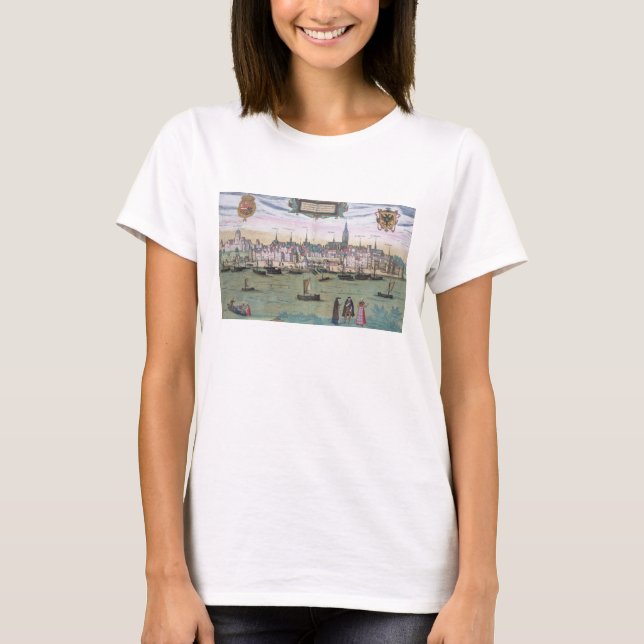 Karta i Nijmegen, från Civitates Orbis Terrarum b Tee Shirt (Framsida)