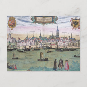 Karta i Nijmegen, från Civitates Orbis Terrarum b Vykort