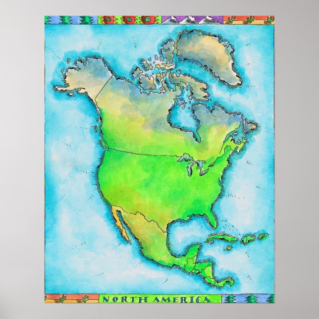 Karta i Nordamerika Poster (Framsidan)