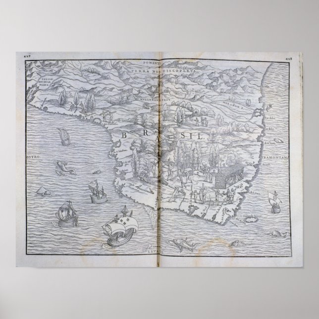 Karta i Nordöstra Brasilien Poster (Framsidan)