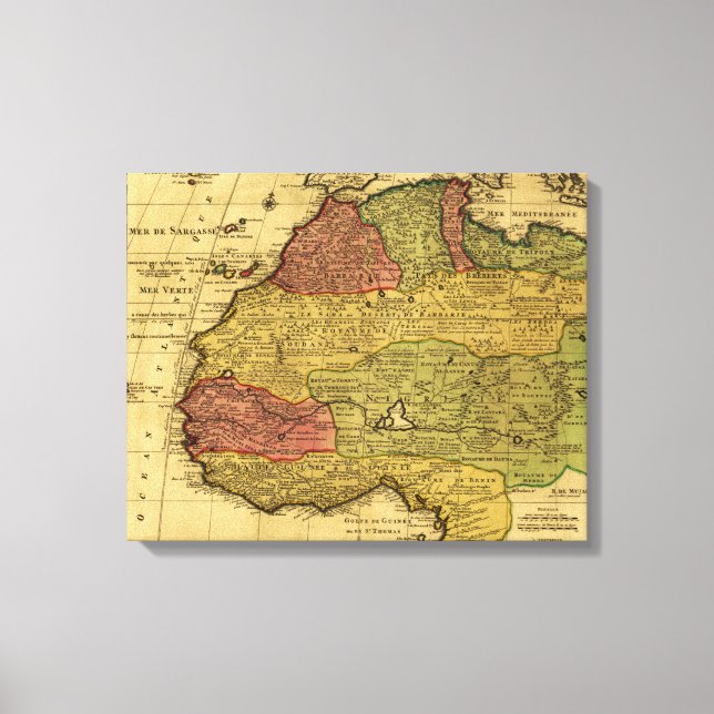 Karta i NordVästerns Afrika (1792) Canvastryck (Framsida)