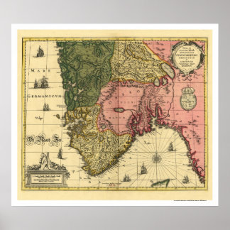 Karta i Norge av Jan Jansson 1650 Poster