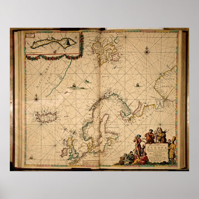 Karta i norra Europa Poster (Framsidan)