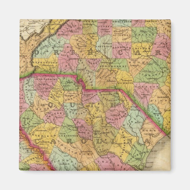 Karta i North and South Carolina and Georgia Magnet (Framsidan)