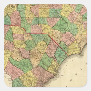 Karta i North and South Carolina Fyrkantigt Klistermärke