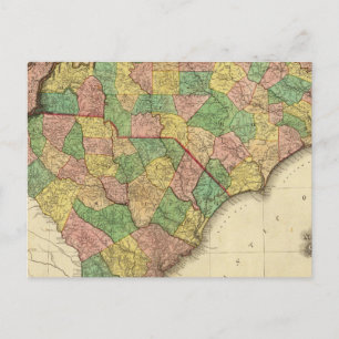 Karta i North and South Carolina Vykort