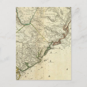 Karta i North and South Carolina Vykort