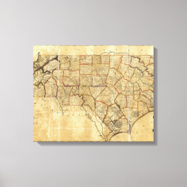 Karta i North Carolina (1808) Canvastryck (Framsida)