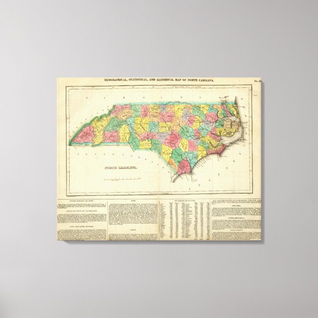 Karta i North Carolina Canvastryck (Framsida)