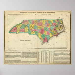 Karta i North Carolina Poster