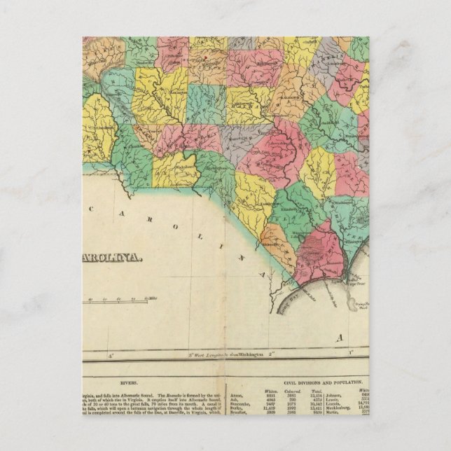 Karta i North Carolina Vykort (Framsida)