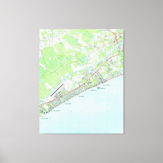 Karta i North Myrtle Beach South Carolina (1990) Canvastryck (Framsida)