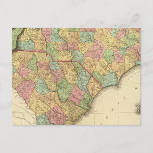 Karta i North South Carolina Vykort