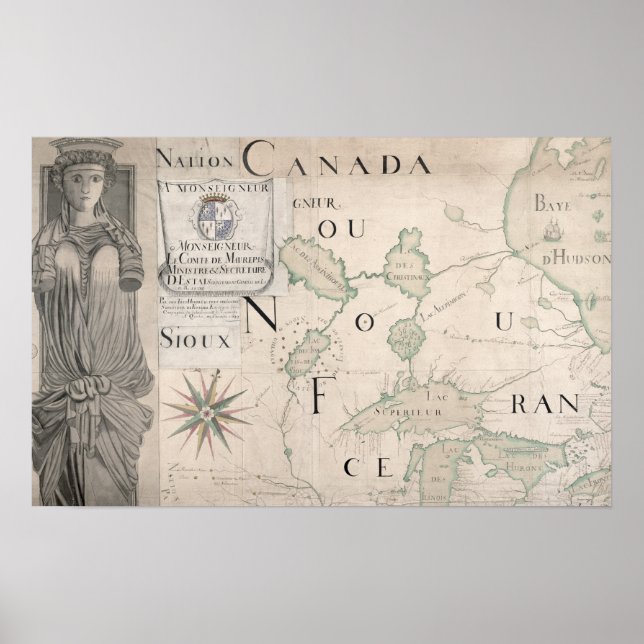 Karta i Nouvelle-Frankrike 1699 Poster (Framsidan)