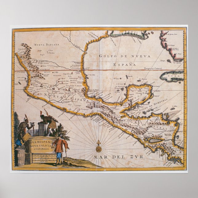 Karta i Nya Spanien |New Galicia & Guatemala, 1625 Poster (Framsidan)