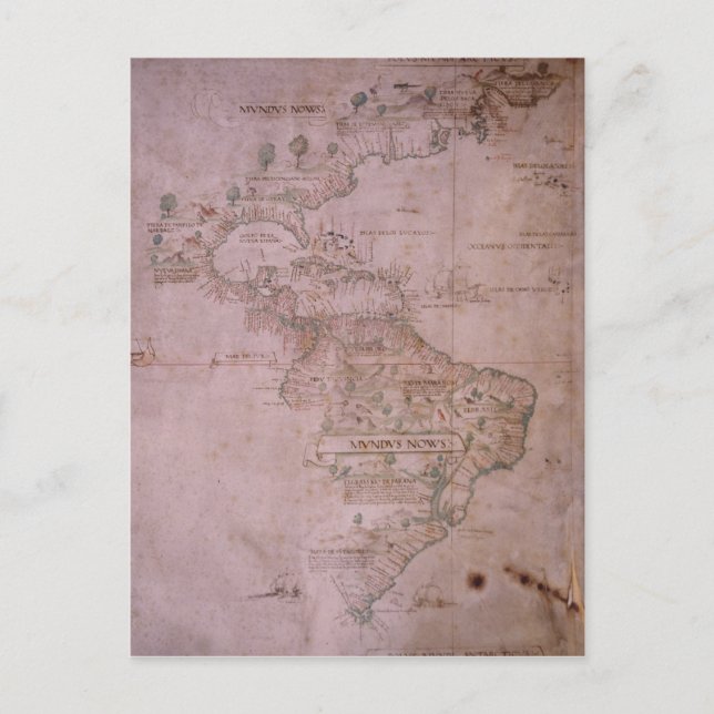 Karta i Nya världen, 1532 Vykort (Framsida)