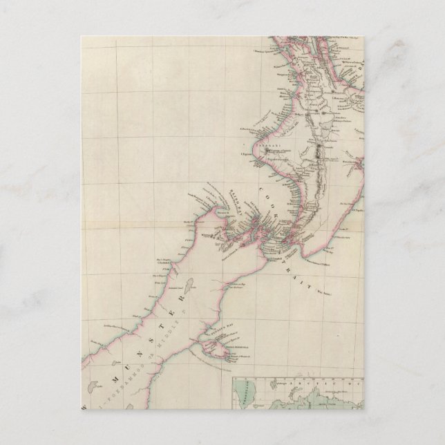 Karta i Nya Zeelands koloni Vykort (Framsida)