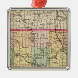 Karta i Oakland County, Michigan Julgransprydnad Metall