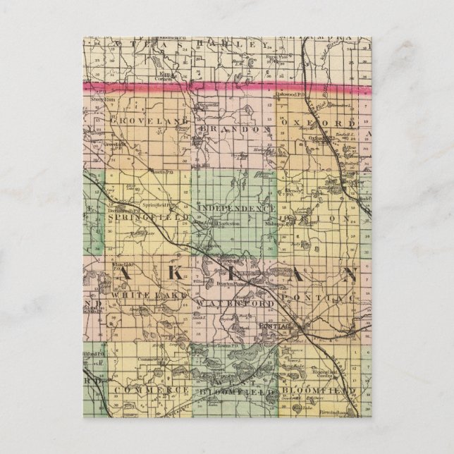 Karta i Oakland County, Michigan Vykort (Framsida)