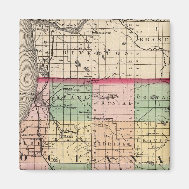 Karta i Oceana-området, Michigan Magnet (Framsidan)