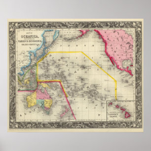 Karta i Oceanica Poster