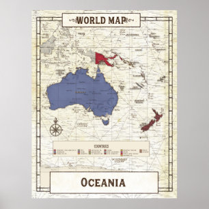 Karta i Oceanien Poster