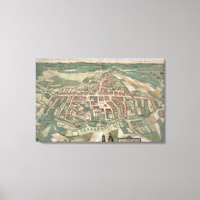 Karta i Odense från "Civitates Orbis Terrarum" av Canvastryck (Framsida)