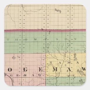 Karta i Ogemaw County, Michigan Fyrkantigt Klistermärke