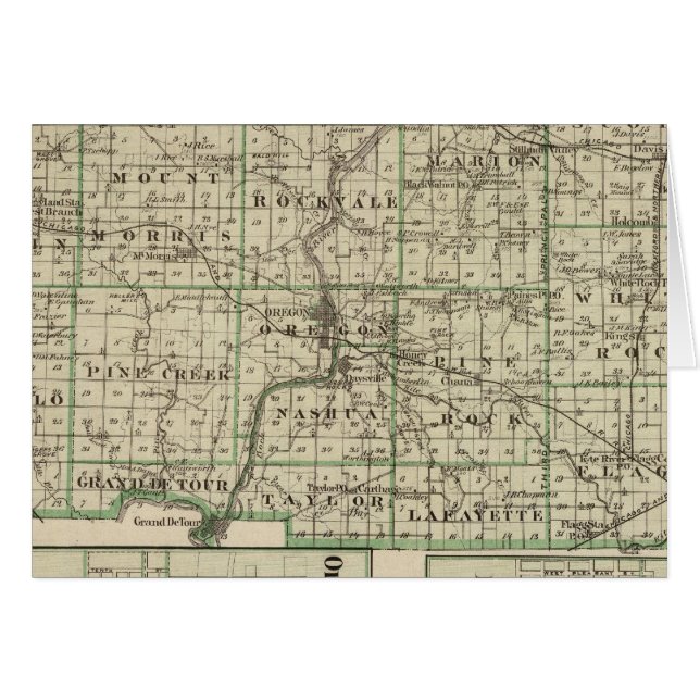 Karta i Ogle County, Polo och Oregon Hälsningskort (Framsidan Horizontal)