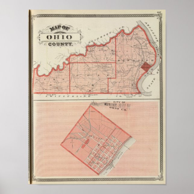 Karta i Ohio-distriktet med Stigning Sol Poster (Framsidan)