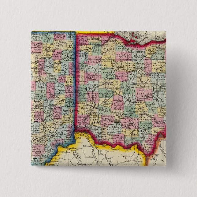 Karta i Ohio och Indiana Knapp (Framsida)