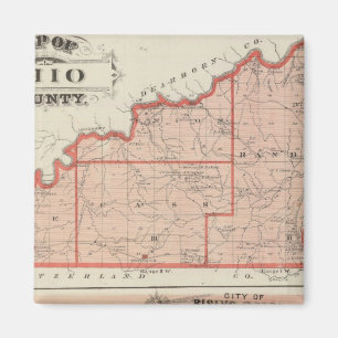 Karta i Ohio-regionen med staden Stigning Sol Magnet