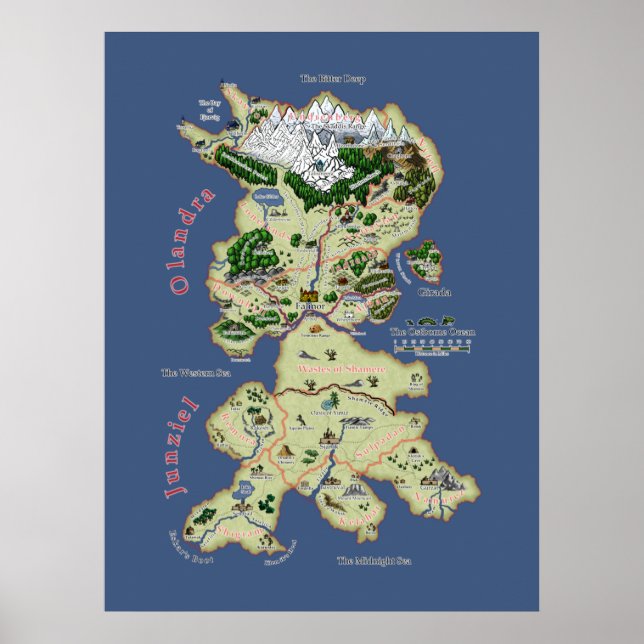 Karta i Olandra & Junziel - medelhög Poster (Framsidan)
